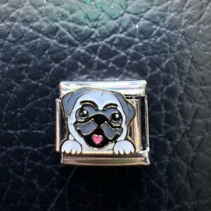 Stainless Steel Pug Italian Charm for Charm Bracelet